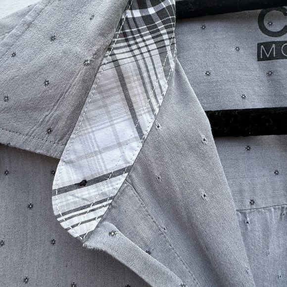 Cinch Gray Casual Button Down Shirt with Subtle Black Print Pattern Size XXL - Picture 6 of 9